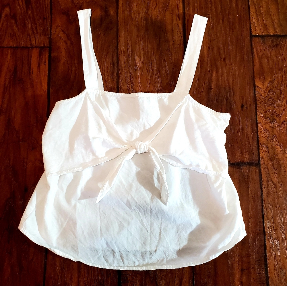 Madewell White Tie-Front Cotton Tank Top